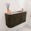 Mondiaz JOYA-DLUX Meuble de toilette 71,6cm - arrondi gauche couleur Shadow - Lavabo FAYE position Droite 1 trou de robinet couleur Saba SW1425137