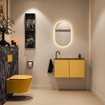 MONDIAZ TURE-DLUX 80cm toiletmeubel Ocher. EDEN wastafel Lava positie links. Met 1 kraangat. SW1103895