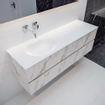 Mondiaz VICA ensemble de meuble de salle de bain - 150cm - meuble sous-vasque carrara - 2 tiroirs - lavabo moon gauche - sans trou de robinet XL version 60cm haut SW1090259