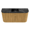 Mondiaz JOYA-DLUX 83.2cm toiletmeubel - ronding links en rechts kleur Oak - Wastafel FAYE positie Midden Zonder kraangat kleur Lava. SW1422098