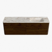 Mondiaz CIRO-DLUX Badkamermeubelset - 160x45x50cm - Solid surface wastafel Frappe - 1 wasbak Rechts - zonder kraangaten - 4 lades - Walnut SW1530233