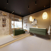 MONDIAZ VICA-DLUX Ensemble meuble de salle de bains - 150cm - meuble bas army - 4 tiroirs - lavabo encastré cloud à gauche - sans trous de robinetterie - version haute 60cm - glace SW1088187