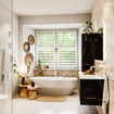 Mondiaz VICA Ensemble de meuble de salle de bain - 120cm - Marquina 4 tiroirs - Lavabo CLOUD - droite - sans trou de robinet - couleur talc - version XL 60cm de haut SW1189245
