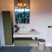 Mondiaz ALAN-DLUX Ensemble de meuble - 110cm - meuble Army mat - 1 tiroir - Lavabo Cloud Frappe suspendu - vasque Gauche - 0 trous de robinet SW805448