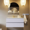 Mondiaz VICA-DLUX ensemble de meuble de salle de bain - 100cm - meuble sous lavabo cale - 2 tiroirs - lavabo encastré cloud gauche - 1 trou de robinet - version haute de 60cm - opalo SW1088020