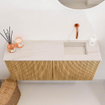 Mondiaz JOYA-DLUX 90cm toiletmeubel - kleur Oak - Wastafel FAYE positie Rechts Zonder kraangat kleur Meli. SW1423940