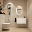 MONDIAZ TURE-DLUX Meuble toilette - 80cm - Talc - EDEN - vasque Opalo - position gauche - 1 trou de robinet SW1104174