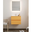 MONDIAZ VICA Ensemble de meuble salle de bain - 60cm - 2 tiroirs - lavabo Cloud au centre - 1 trou de robinet - solid surface ocre SW411087