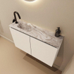 MONDIAZ TURE-DLUX 80cm toiletmeubel Talc. EDEN wastafel Glace positie links. Met 1 kraangat. SW1103098