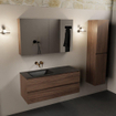 Mondiaz Aivy ensemble de meuble de salle de bains - 120x45x50cm - 0 trous de robinetterie - 1 vasque urban Solid surface - Gauche - 2 tiroirs - Avec armoire de toilette - Mélamine Mocha SW892401