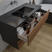 Adema Industrial 2.0 ensemble de meubles de salle de bain 100x45x55cm 1 vasque en céramique noire sans trou de robinetterie miroir rectangulaire bois/noir SW857450