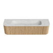 MONDIAZ KURVE-DLUX 170cm Meuble salle de bain avec module 25 G et D - couleur Oak - 1 tiroir - 2 portes - vasque BIG LARGE centre - 2 trous de robinet - couleur Opalo SW1137561