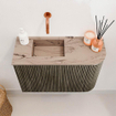 Mondiaz JOYA-DLUX 61.6cm toiletmeubel - ronding rechts kleur Shadow - Wastafel FAYE positie Links Zonder kraangat kleur Arena. SW1424821