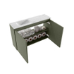 MONDIAZ TURE-DLUX Meuble de toilettes 80 cm Army. EDEN lavabo Opalo position gauche. Avec 1 trou de robinet. SW1104194