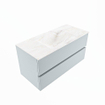 Mondiaz VICA-DLUX ensemble de meuble de salle de bain - 100cm - meuble sous-vasque argile - 2 tiroirs - lavabo encastré nuage milieu - sans trous de robinet - version haute de 60cm - ostra SW1087057