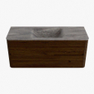 Mondiaz CIRO-DLUX Badkamermeubelset - 120x45x50cm - Solid surface wastafel Oza - 1 wasbak Midden - zonder kraangaten - 2 lades - Walnut SW1530656