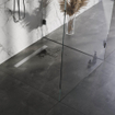 Brauer Caniveau de douche - 70x7x6.7cm - flasque de sol peu profonde - sortie latérale - grille de carrelage réversible - inox SW110915