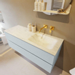 Mondiaz VICA-DLUX ensemble de meuble de salle de bain - 130cm - meuble sous-vasque argile - 2 tiroirs - lavabo encastré nuage droite - sans trous de robinet - version haute 60cm - opalo SW1086531