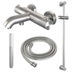 Robinet de baignoire à encastrer Brauer Brushed Carving - barre de douche - 2 fonctions - 2 boutons carving - douchette à main 1 fonction - PVD - inox brossé SW1164630