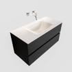 ENSEMBLE DE MEUBLE MONDIAZ VICA - 100cm - 2 tiroirs - lavabo Cloud central - 0 trous de robinet - solid surface urban SW410191