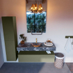 Mondiaz ALAN-DLUX Ensemble de meuble - 130cm - meuble Army mat - 1 tiroir - Lavabo Cloud Lava suspendu - vasque Centre - 1 trou de robinet SW808441