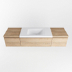 MONDIAZ BUKLA meuble de salle de bain 160cm avec module 40 couleur Chêne blanchi avec 3 tiroirs. Lavabo CLOUD milieu 1 trou de robinet couleur Talc. SW1382122