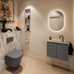 MONDIAZ TURE-DLUX Meuble WC 60 cm Dark Grey. Lavabo EDEN Glace position milieu. Avec 1 trou de robinet. SW1103269