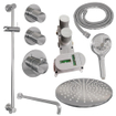 BRAUER Chrome Carving Regendoucheset inbouw - hoofddouche 30cm - Wandarm - glijstang - inclusief inbouwdeel - carving knoppen - inclusief inbouwdeel - handdouche Rond 1 stand - chroom SW715595