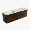 Mondiaz CIRO-DLUX Badkamermeubelset - 160x45x50cm - Solid surface wastafel Ostra - 1 wasbak Links - zonder kraangaten - 4 lades - Walnut SW1530486