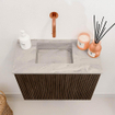 Mondiaz JOYA-DLUX Meuble de toilette 50cm - couleur Walnut - Lavabo FAYE position Gauche Sans trou de robinet couleur Glace SW1422356