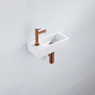 FugaFlow Efficiente Pietra Ensemble fontaine - 37,5x18,5x9cm - céramique - trou de robinet à gauche - robinet de fontaine en cuivre brossé - bouchon de vidange - siphon abaissé - Blanc brillant SW1442308