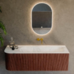 Mondiaz KURVE-DLUX Ensemble de meuble de salle de bains - 135x46x40cm - 1 tiroir - 1 porte - lavabo solid surface - droit - sans trou de robinet - Ruby SW1415860