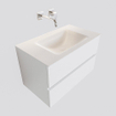 Mondiaz VICA Meuble Talc avec 2 tiroirs 80x50x45cm vasque lavabo Cloud centre sans trou de robinet SW409741