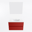 Mondiaz VICA ensemble de meuble de salle de bain - 80cm - meuble sous-vasque fire - 2 tiroirs - lavabo denia milieu - 1 trou de robinet - couleur Brillant Blanc - miroir LED - version XL 60cm haut SW1091953