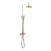 Hotbath Cobber ensemble de douche de pluie thermostatique avec pomme de douche ronde 20 cm douchette barre laiton poli SW84145