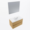 Mondiaz VICA ensemble de meuble de salle de bain - 80cm - meuble sous-vasque oro - 2 tiroirs - lavabo denia milieu - 1 trou de robinet - couleur Blanc Brillant - miroir LED - version XL 60cm haut SW1091994