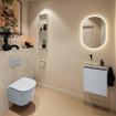 MONDIAZ TURE-DLUX meuble de toilettes 40 cm Clay. EDEN lavabo Opalo position gauche. Sans trou de robinet. SW1104252