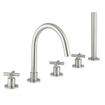 Crosswater MPRO Crosshead Robinet baignoire sur gorge - 5 trous avec douchette - inox brossé SW648401
