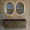 Mondiaz KURVE Ensemble de meuble de salle de bains - 120x46x40cm - 1 tiroir - lavabo solid surface - double - sans trou de robinet - Shadow SW1414274