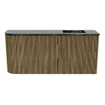 Mondiaz JOYA-DLUX Meuble de toilette 91,6cm - arrondi gauche couleur Dusk - Vasque FAYE position Droite 1 trou de robinet couleur Lava SW1423264