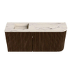 Mondiaz JOYA-DLUX 91.6cm toiletmeubel - ronding rechts kleur Walnut - Wastafel FAYE positie Links Zonder kraangat kleur Nata. SW1424540