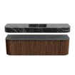 MONDIAZ THOR-DLUX 160cm badmeubel ronding links + rechts kleur Walnut met 1 lade en 2 deuren. Vrijhangende wastafel CLOUD Midden 1 kraangat kleur Lava. SW1465021