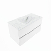 Mondiaz VICA-DLUX ensemble de meuble de salle de bain - 90cm - meuble sous lavabo talc - 2 tiroirs - lavabo encastré cloud milieu - 1 trou de robinet - version haute de 60cm - opalo SW1088475