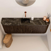 Mondiaz JOYA-DLUX 123.2cm meuble de salle de bains sous-meuble WC - arrondis gauche et droite couleur Noyer - Vasque FAYE position Milieu Sans trou de robinet couleur Lava SW1422536
