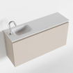 Mondiaz OLAN Meuble lave-mains 100x30x40cm 1 trou de robinet 1 tiroir Linen mat avec lavabo LEX Gauche Solid Surface Blanc SW473404