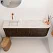 Mondiaz JOYA-DLUX 111.6cm toiletmeubel - ronding rechts kleur Walnut - Wastafel FAYE positie Links Zonder kraangat kleur Ostra. SW1422628