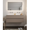MONDIAZ VICA Ensemble de meuble salle de bain - 120cm - 2 tiroirs - lavabo Cloud double - 0 trous de robinet - solid surface smoke SW411408