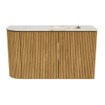 Mondiaz JOYA-DLUX 71.6cm toiletmeubel - ronding links kleur Oak - Wastafel FAYE positie Rechts Zonder kraangat kleur Frappe. SW1421975