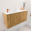 Mondiaz JOYA 80cm toiletmeubel - kleur Oak - Wastafel FAYE positie Links 1 kraangat kleur Talc. SW1421110