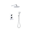Fortifura Calvi Ensemble de douche à encastrer - thermostatique - bras mural - douche principale de 30 cm - douchette ronde - flexible de douche lisse - chrome SW1412120